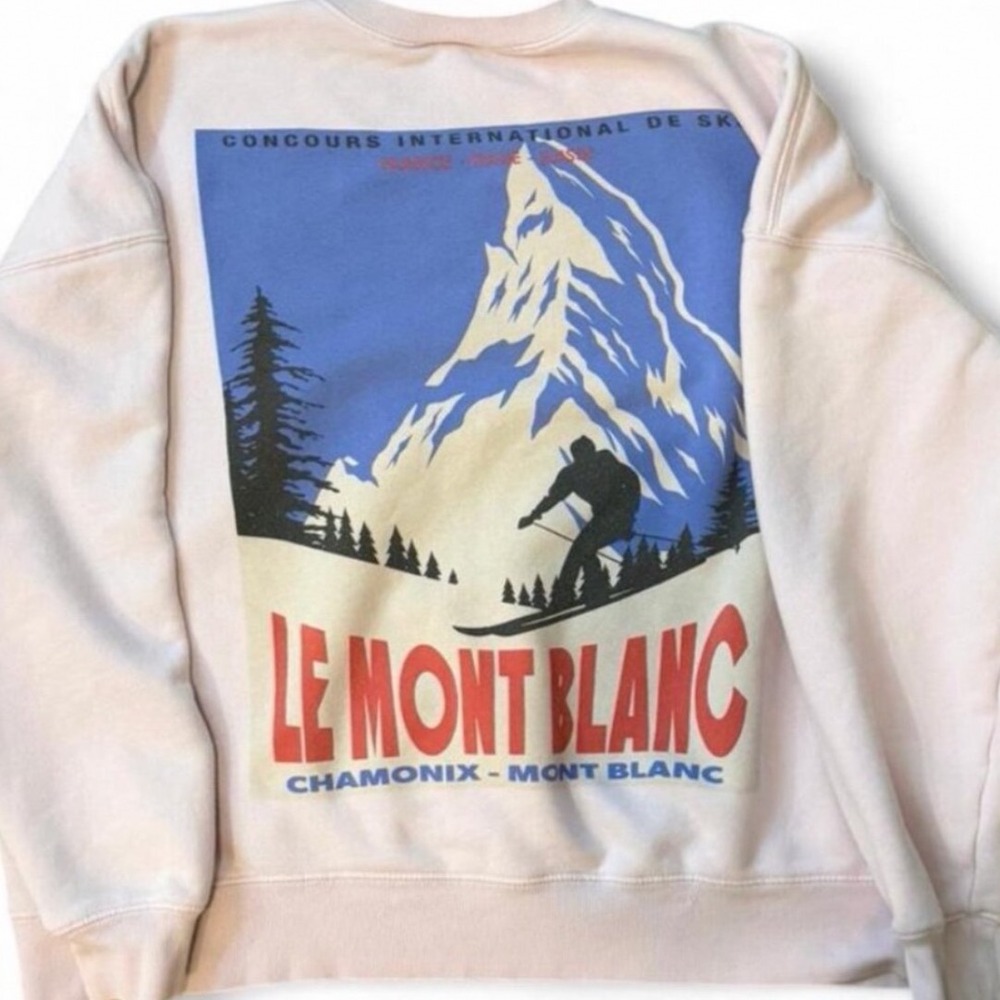 Wild Fable Le Mont Blanc Sweatshirt XXS Pink Graphic‎ Ski Pullover Cozy Y2K